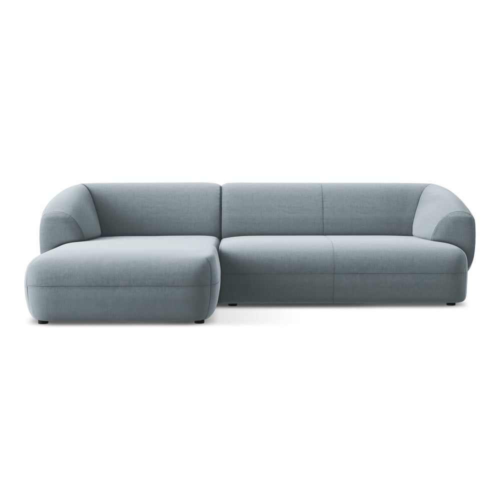 Világoskék bársony sarokkanapé (bal oldali) Moana – Makamii