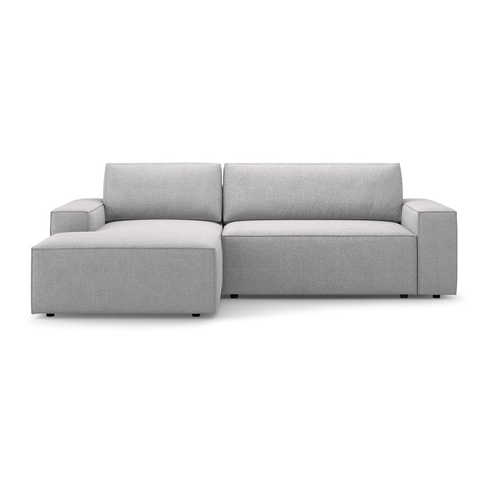 Világosszürke buklé kinyitható sarokkanapé (bal oldali) Jodie – Micadoni Home