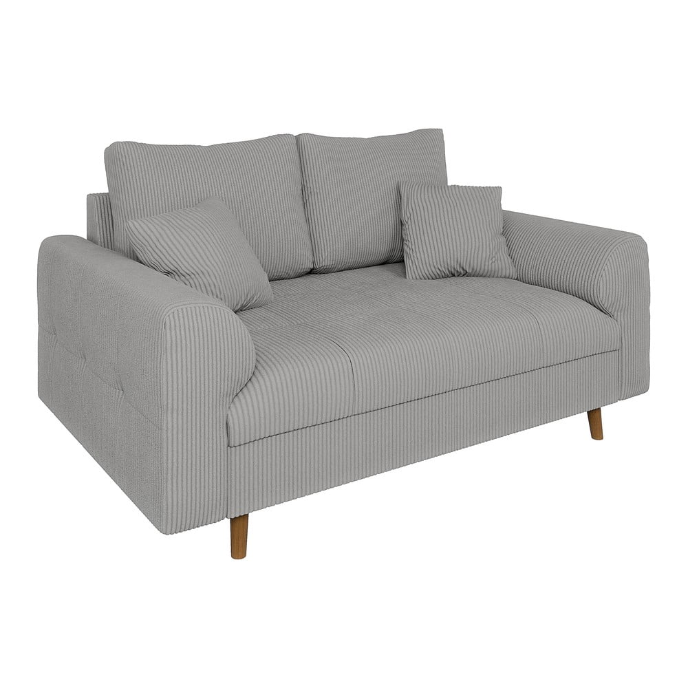 Világosszürke kordbársony kanapé 150 cm Ariella – Ropez