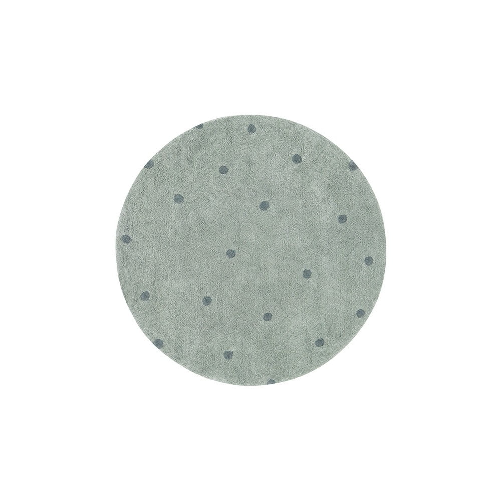 Világoszöld mosható kézi szövésű pamut gyerek szőnyeg ø140 cm Round Dot Blue Sage – Lorena Canals