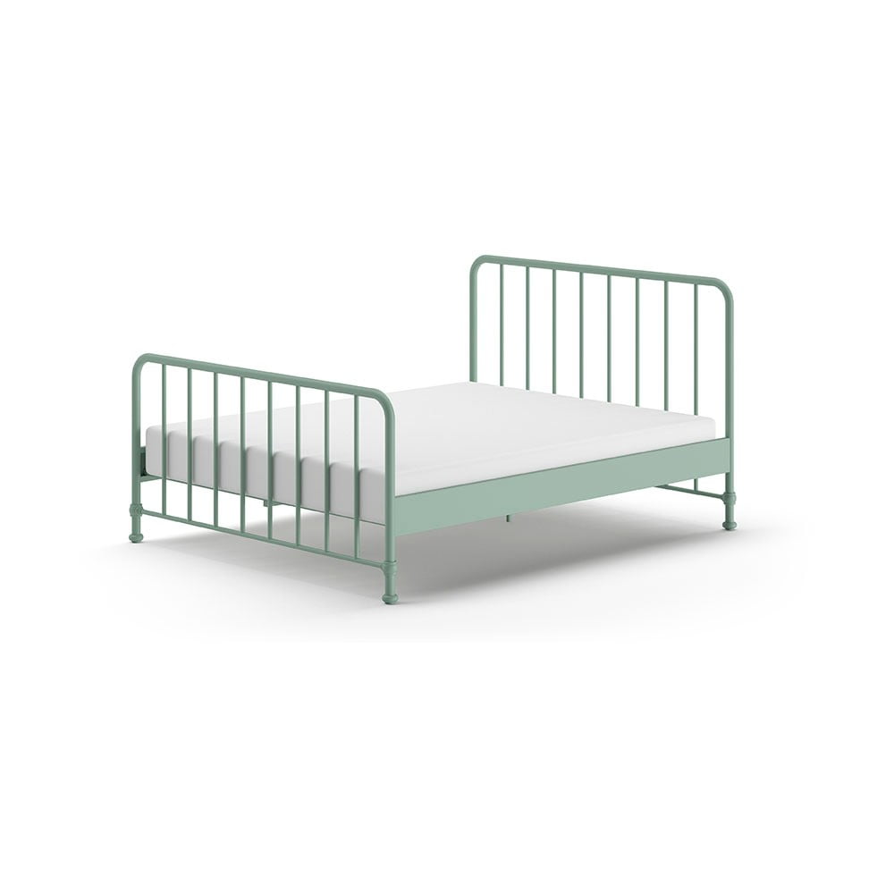 Zöld fém franciaágy ágyráccsal 160x200 cm BRONXX – Vipack