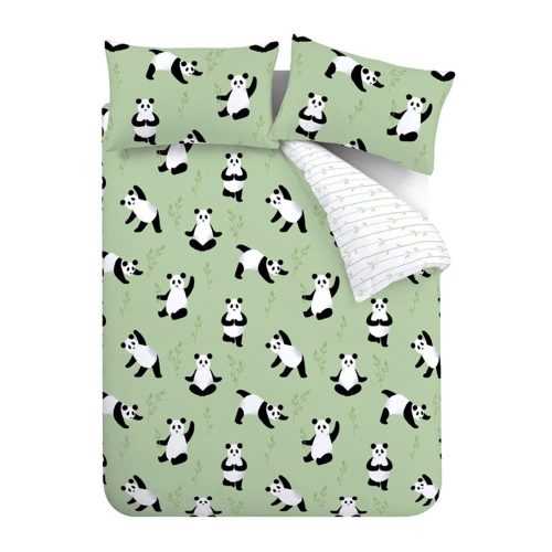 Zöld kétszemélyes gyerek ágyneműhuzat 200x200 cm Panda Paws – Catherine Lansfield