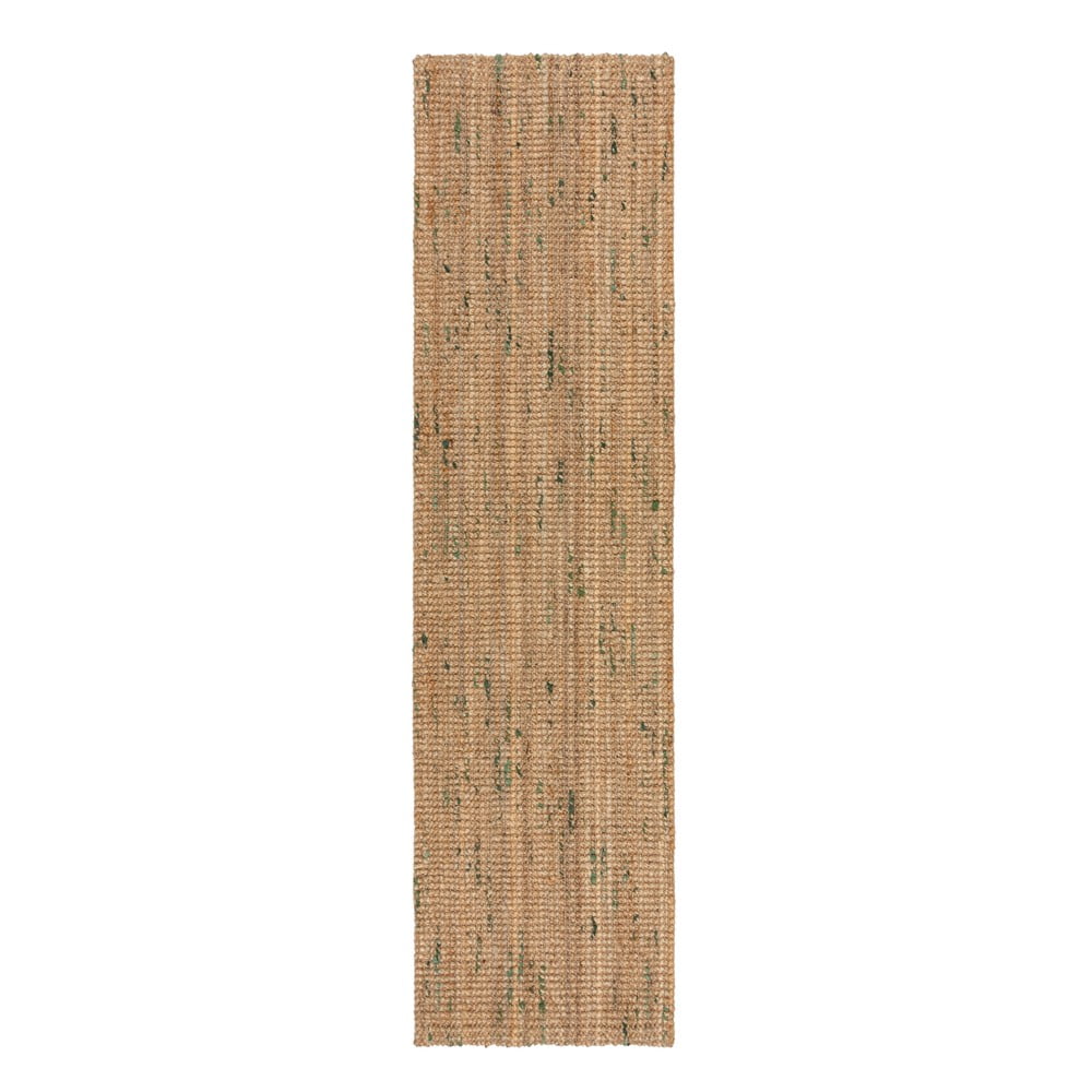 Zöld-natúr színű kétoldalas kézi szövésű juta futószőnyeg 60x230 cm Jute Boucle Green – Flair Rugs