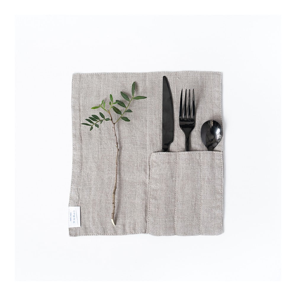 2 db bézs len evőeszköztartó zseb - Linen Tales