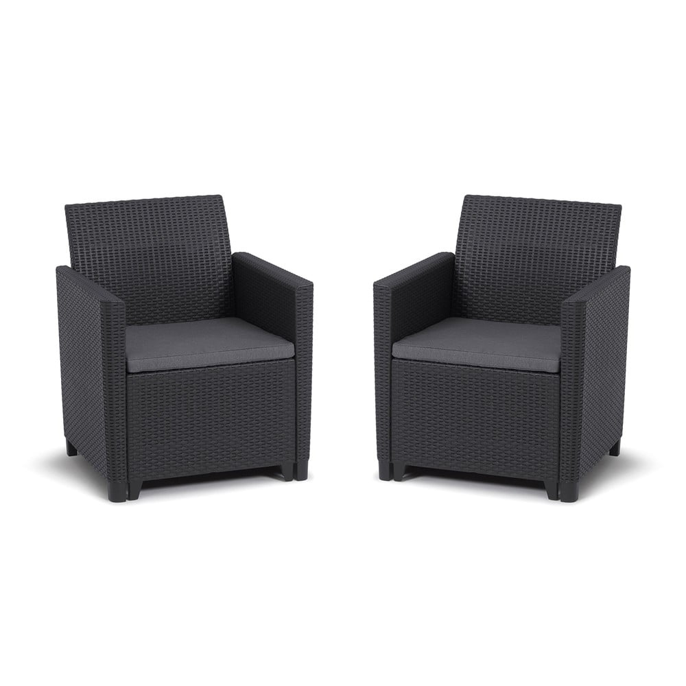 Antracitszürke műanyag kerti fotel szett 2 db-os Marie – Keter