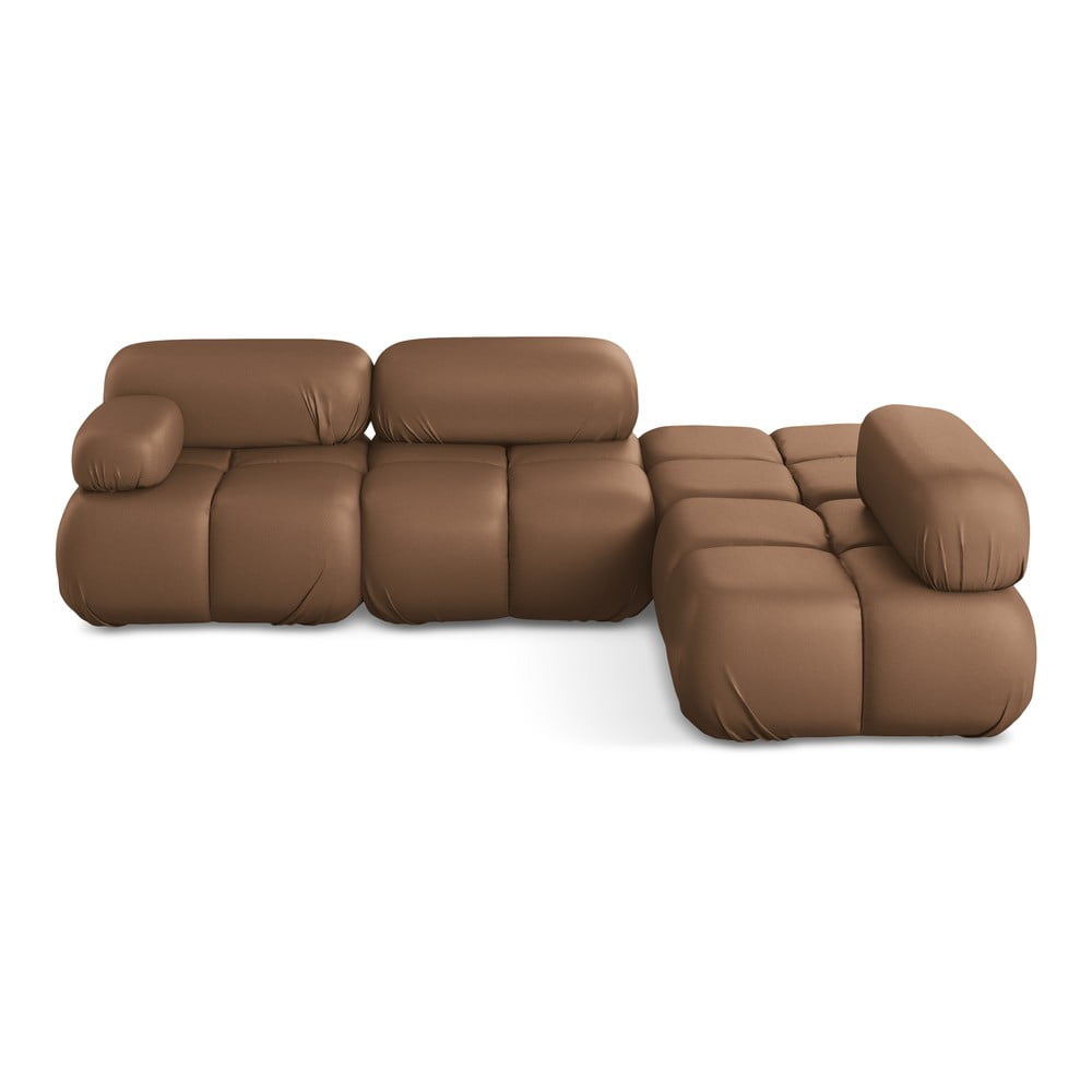 Barna bőrutánzat moduláris sarokkanapé (jobb oldali) Lokua – Makamii