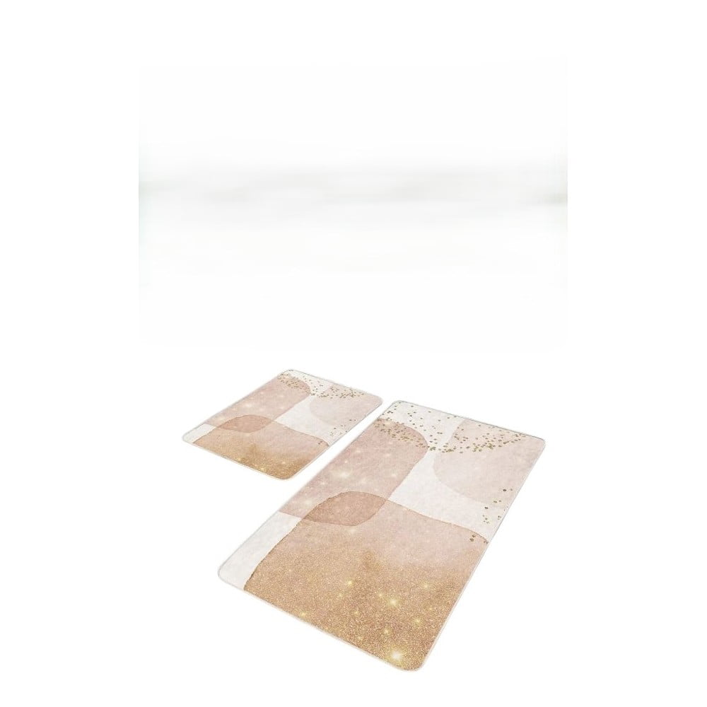 Bézs bársony fürdőszobai kilépő szett 2 db-os 60x100 cm – Mila Home