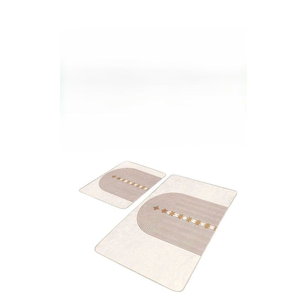 Bézs bársony fürdőszobai kilépő szett 2 db-os 60x100 cm – Mila Home