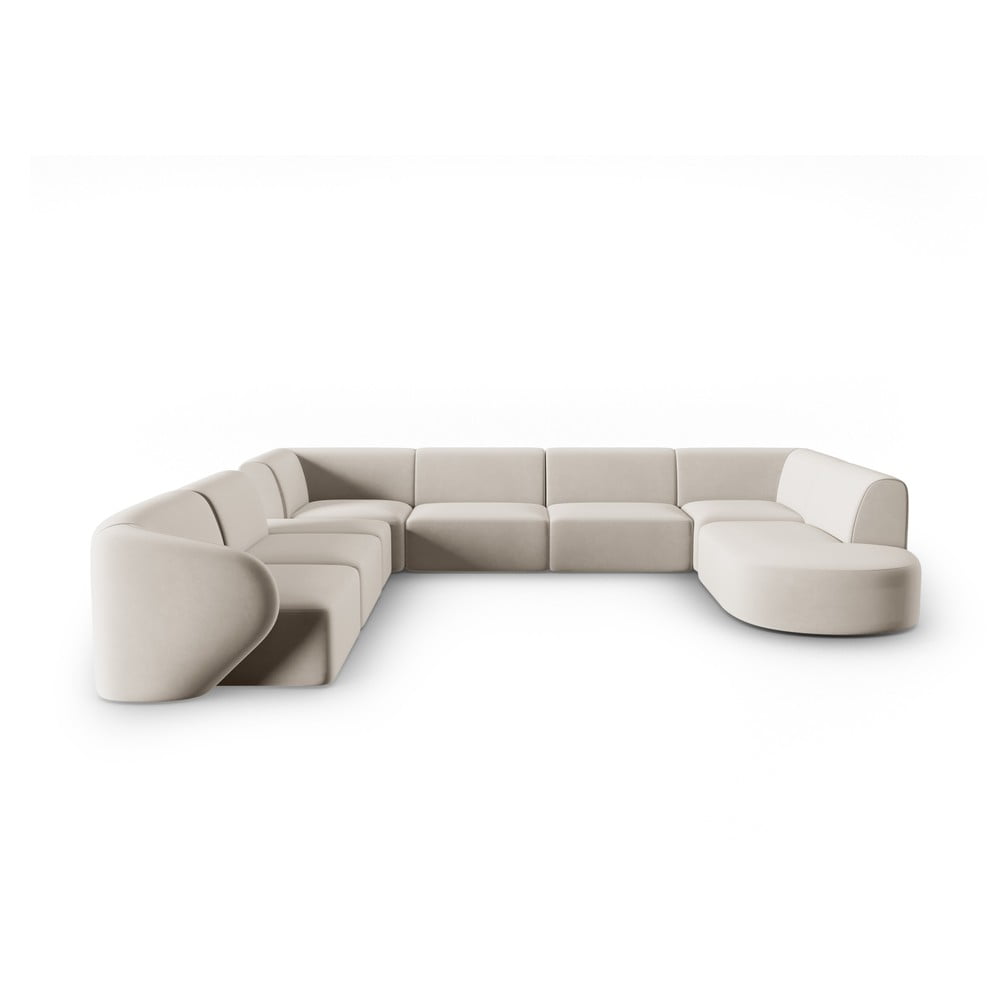 Bézs bársony sarokkanapé (bal oldali-U alakú) Paolo – Milo Casa