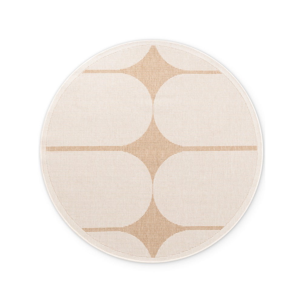 Bézs-elefántcsont színű kerek kültéri-beltéri szőnyeg ø 160 cm Duet Bowen – NORTHRUGS