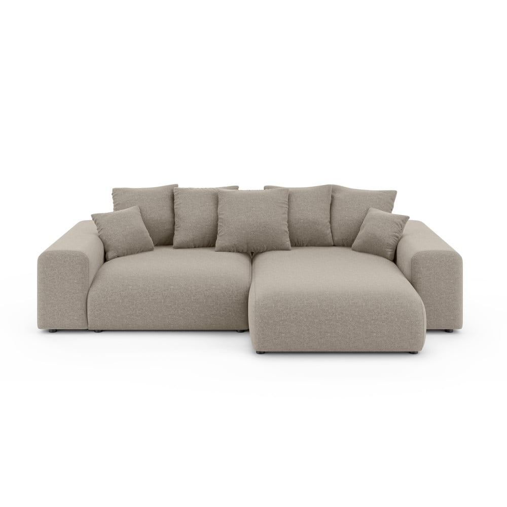 Bézs kinyitható tárolóhelyes sarokkanapé (variálható sarok) Luma – Ropez