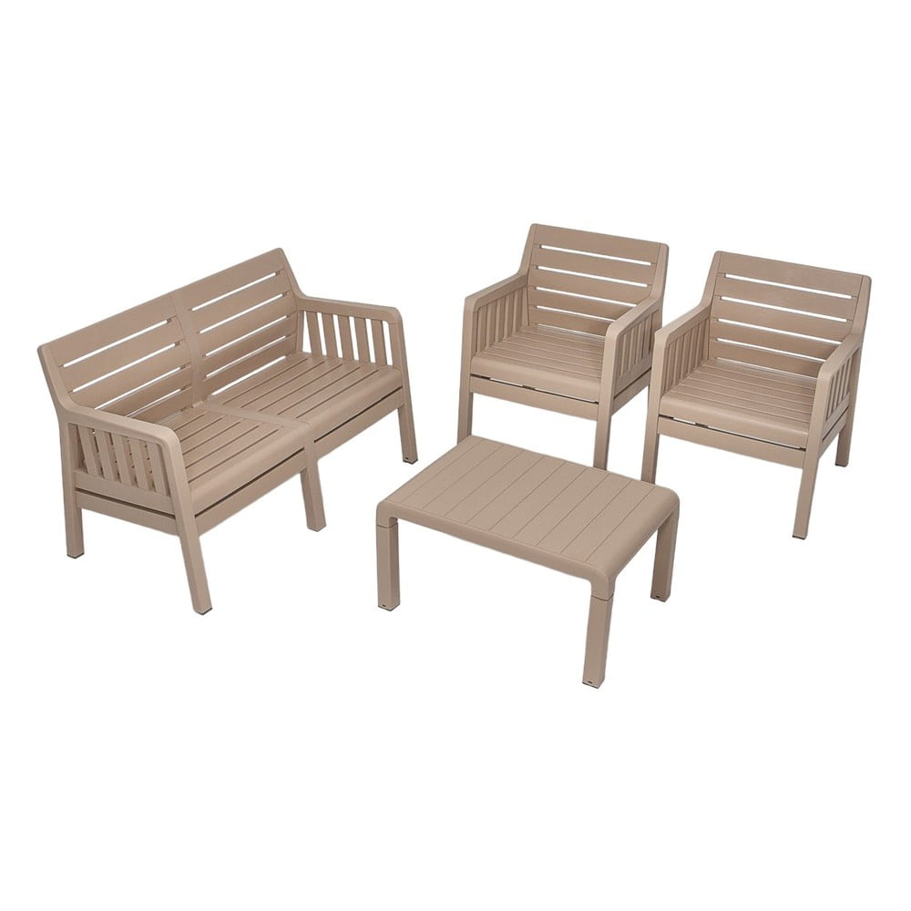 Bézs négyszemélyes kerti lounge szett Lara – Floriane Garden