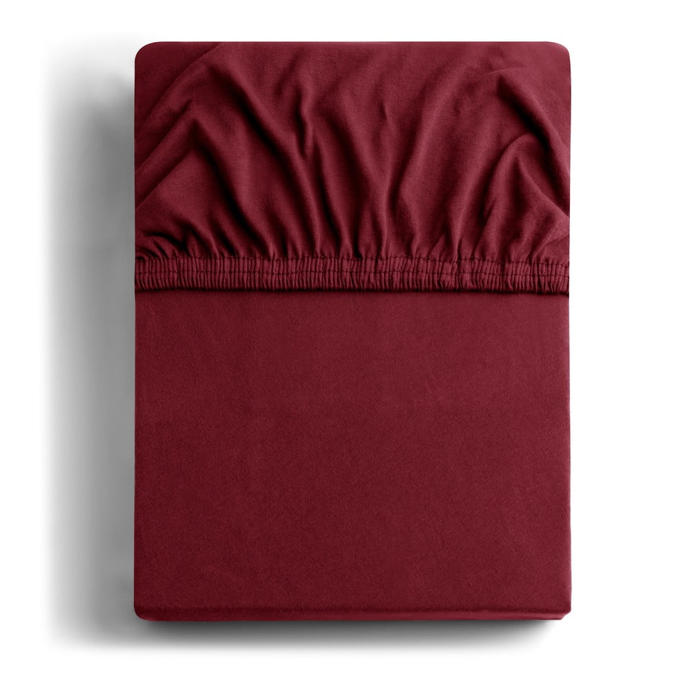 Borvörös gumis jersey lepedő 220x200 cm Amber – Restilo