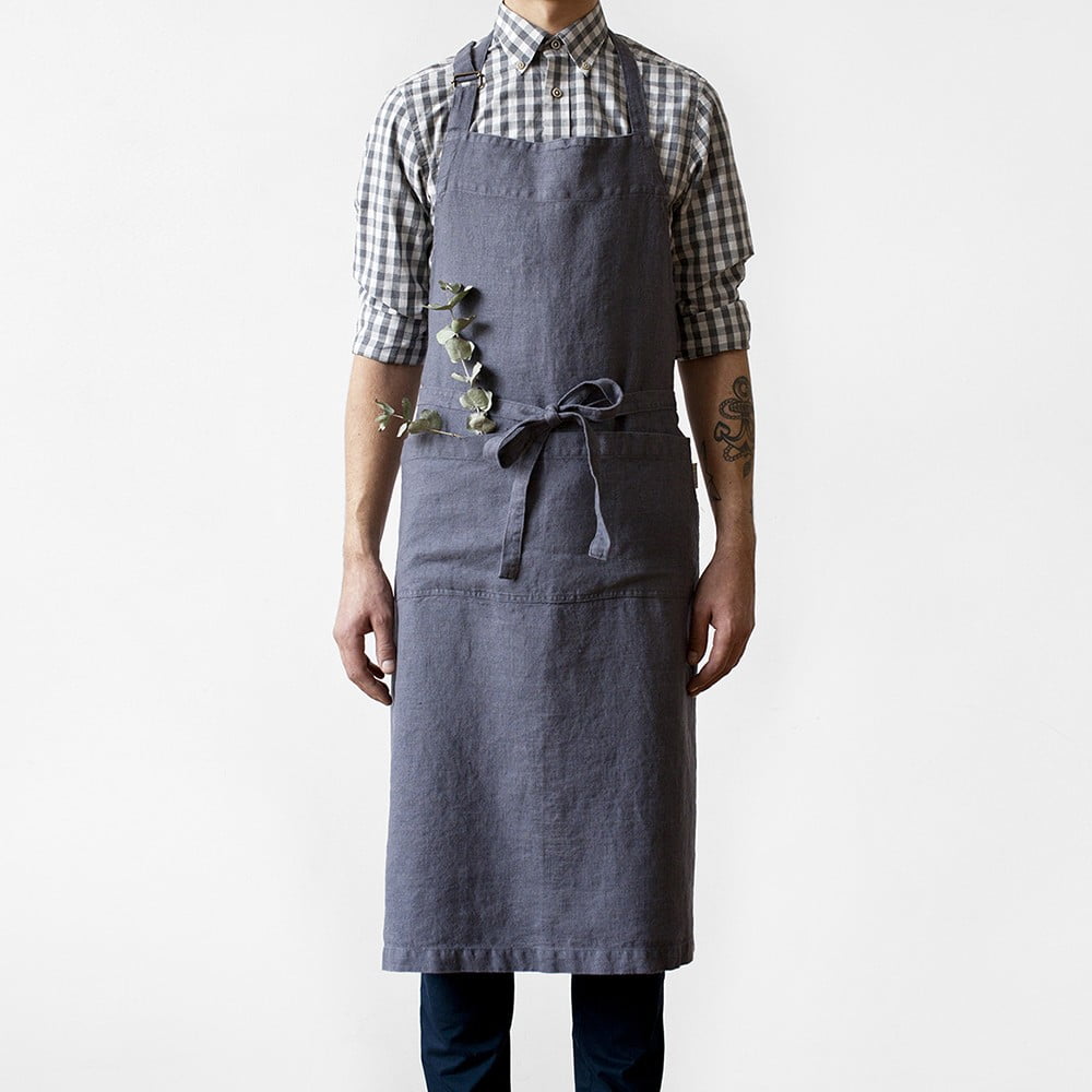 Chef sötétszürke len kötény