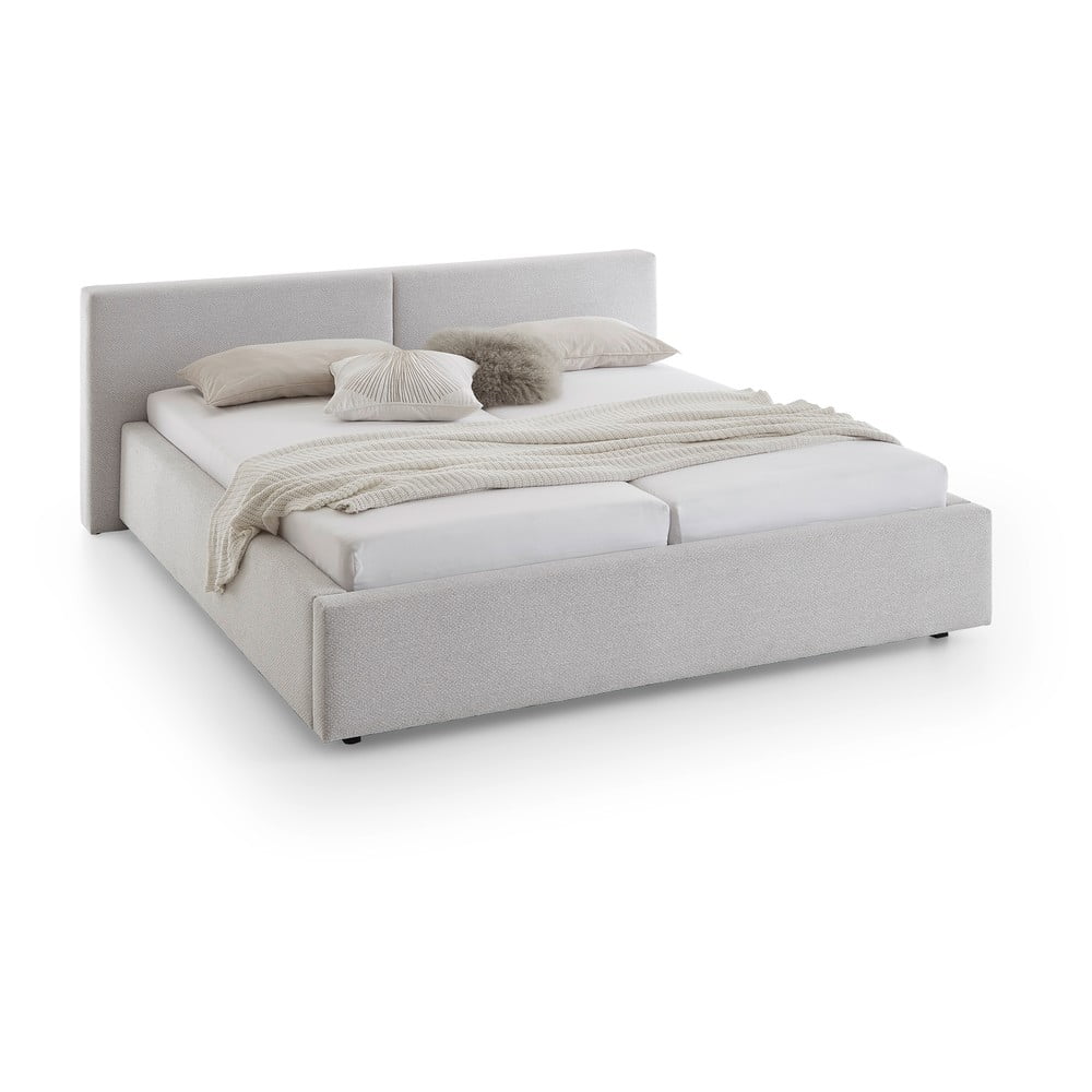 Ezüstszínű kárpitozott franciaágy ágyrács nélkül 180x200 cm Cube – Meise Möbel