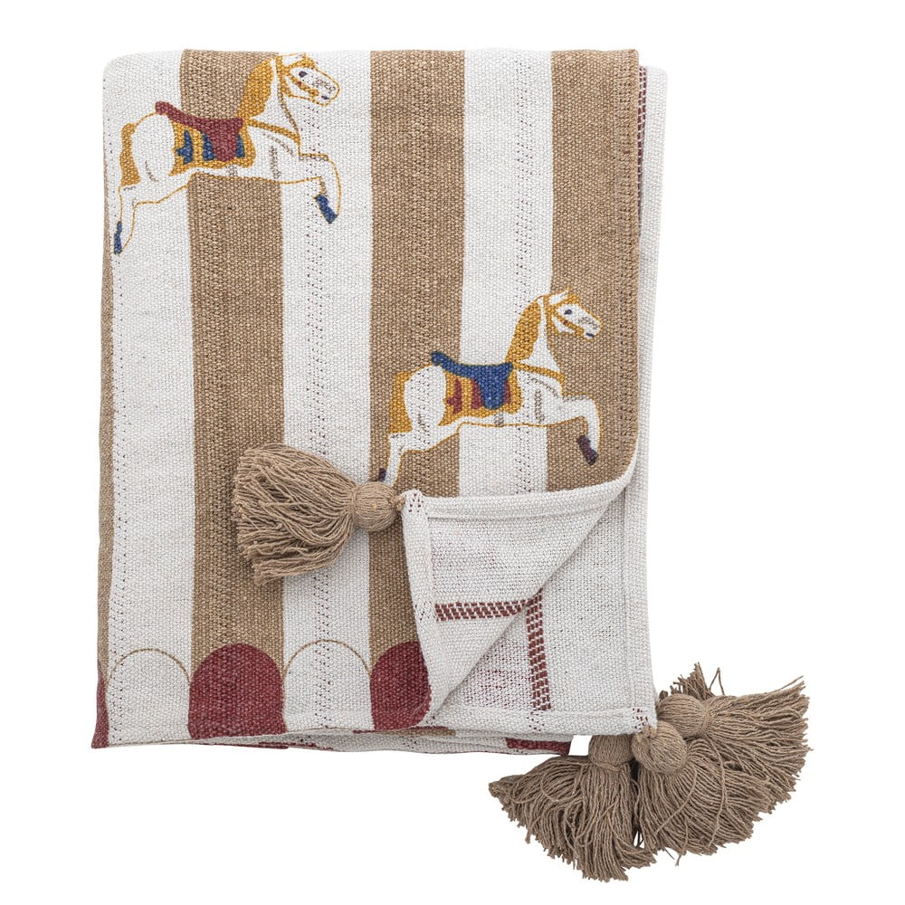 Fehér-barna takaró 130x160 cm Merry-go-round – Bloomingville