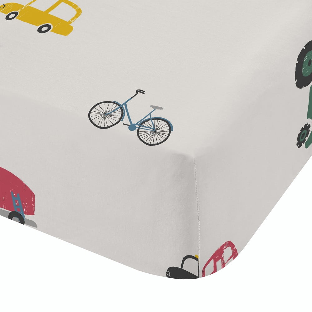 Fehér gumis egyszemélyes pamut gyerek lepedő 90x190 cm Transport – Bianca