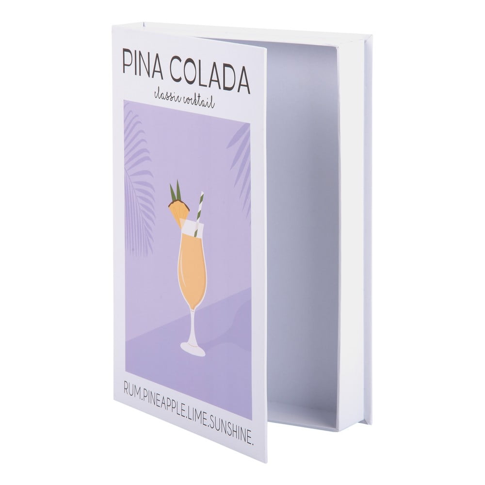 Fehér-lila dekoratív papír tárolódoboz 18x4x25 cm Pina Colada – PT LIVING