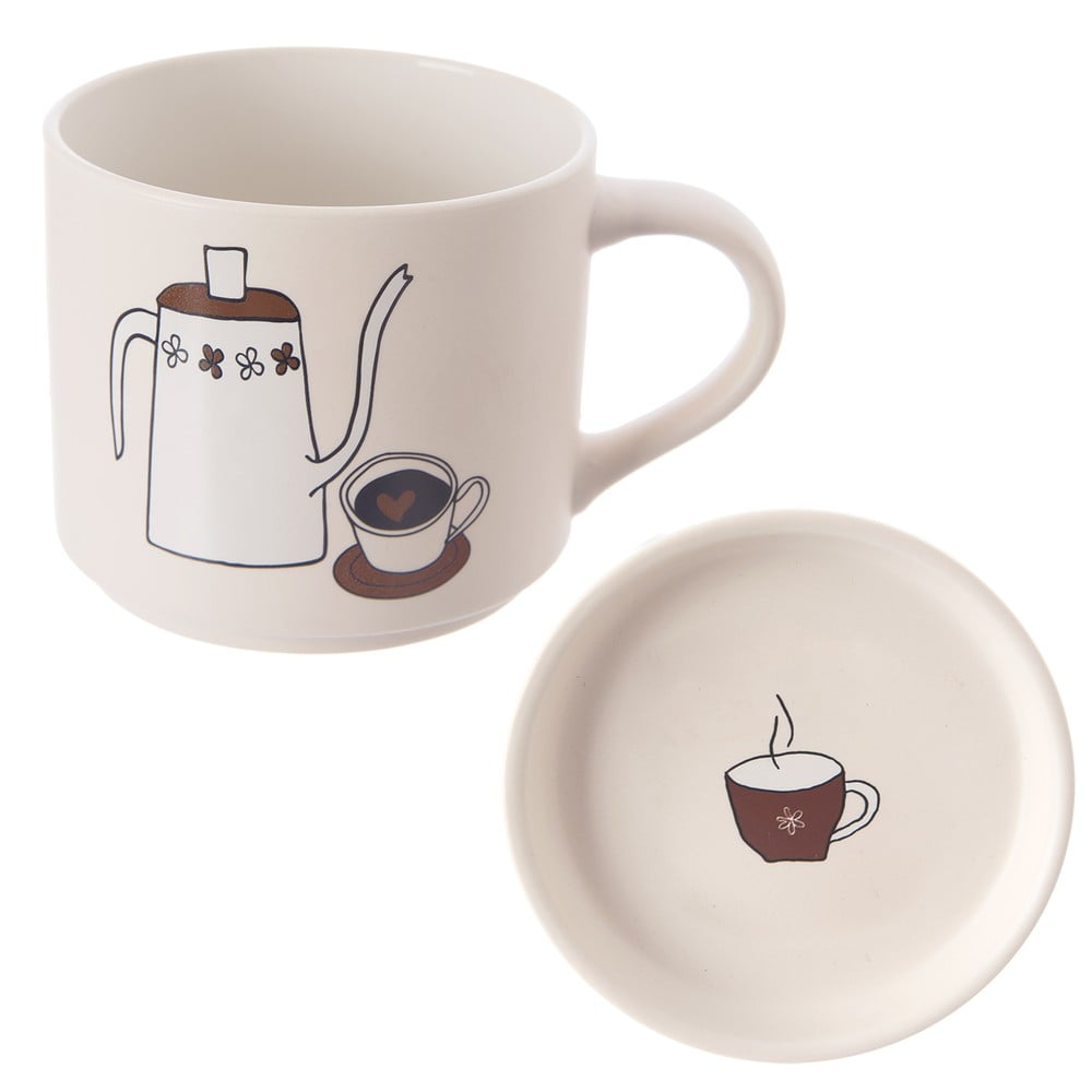 Fehér porcelán fedeles bögre 450 ml – Orion