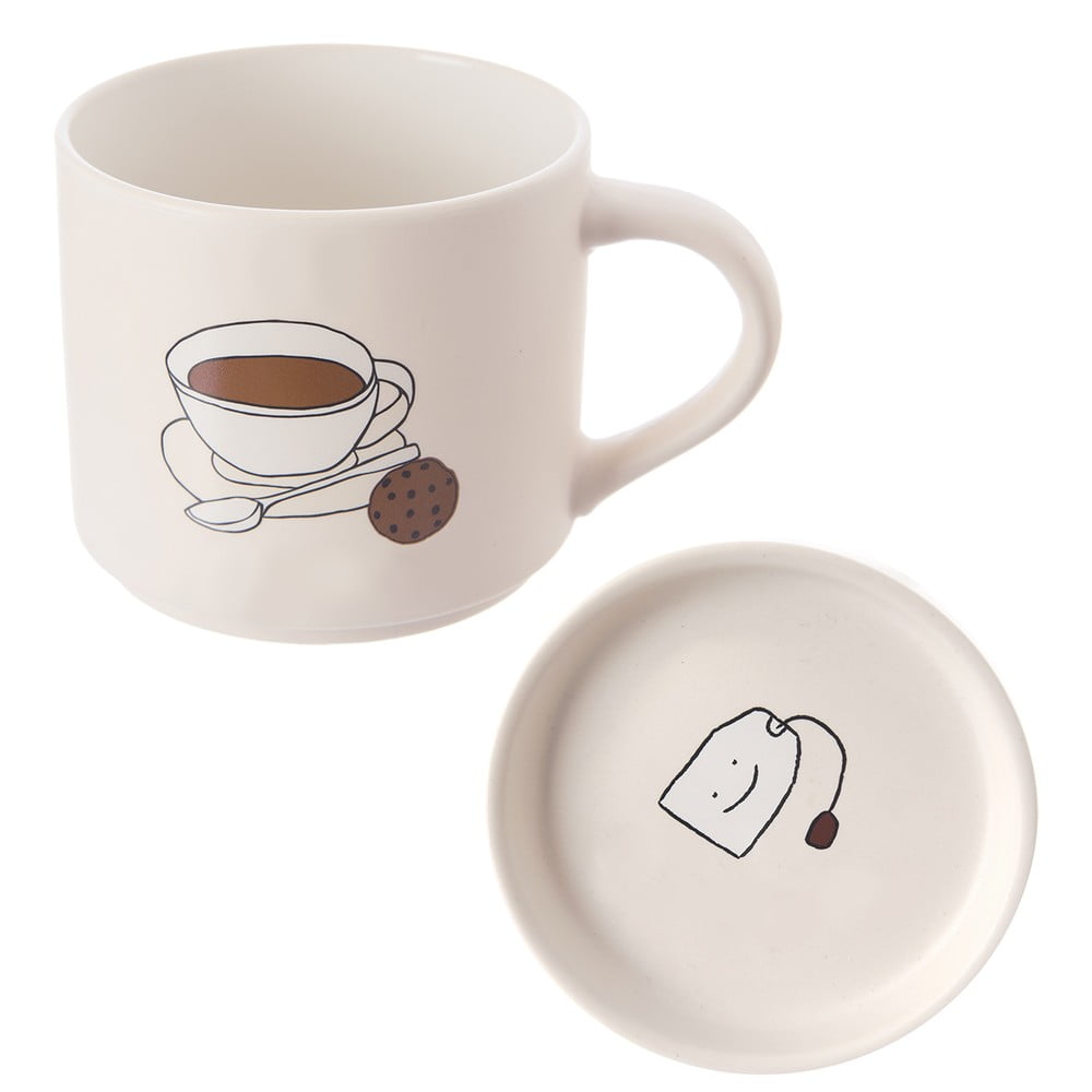Fehér porcelán fedeles bögre 450 ml – Orion