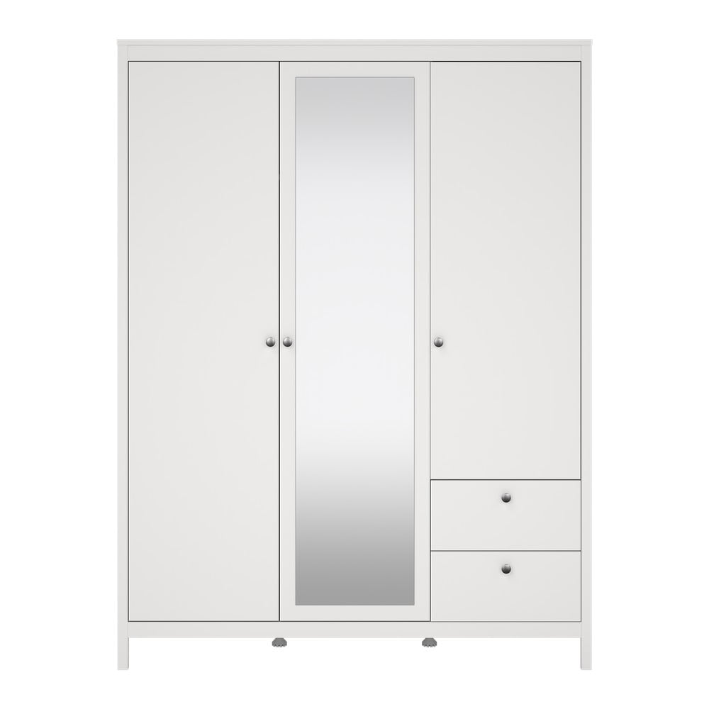 Fehér ruhásszekrény tükörrel 150x199x58 cm Madrid – Tvilum