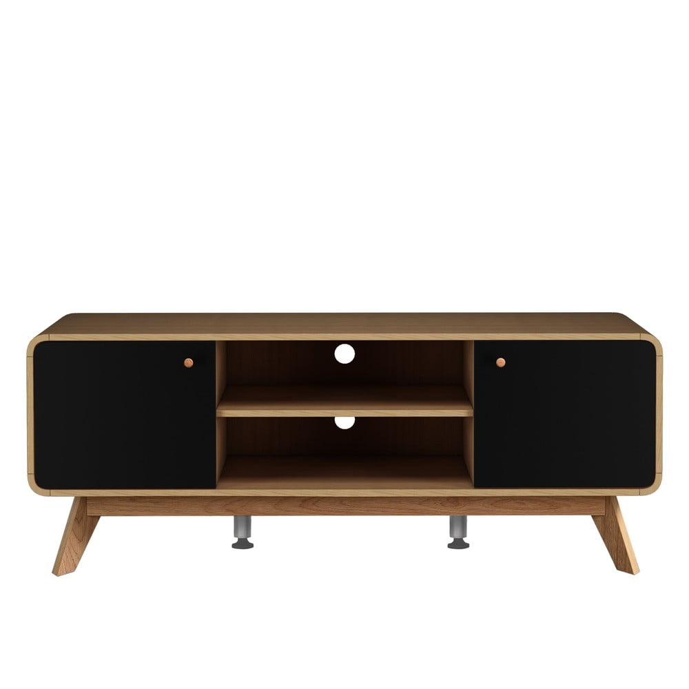 Fekete-natúr színű TV-állvány tölgyfa dekorral 140x53 cm Cassie – Støraa