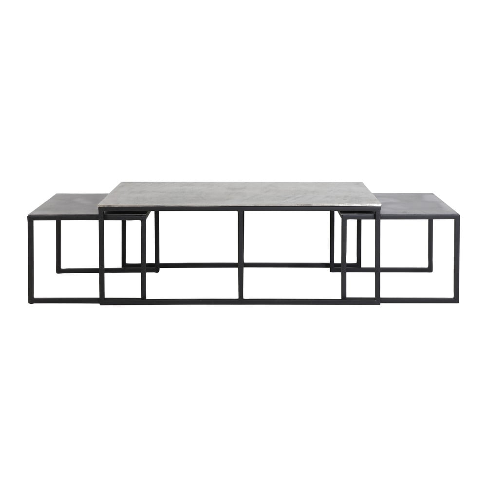 Fekete-sötétszürke fém dohányzóasztal szett 3 db-os 50x120 cm Kumalu – Light & Living