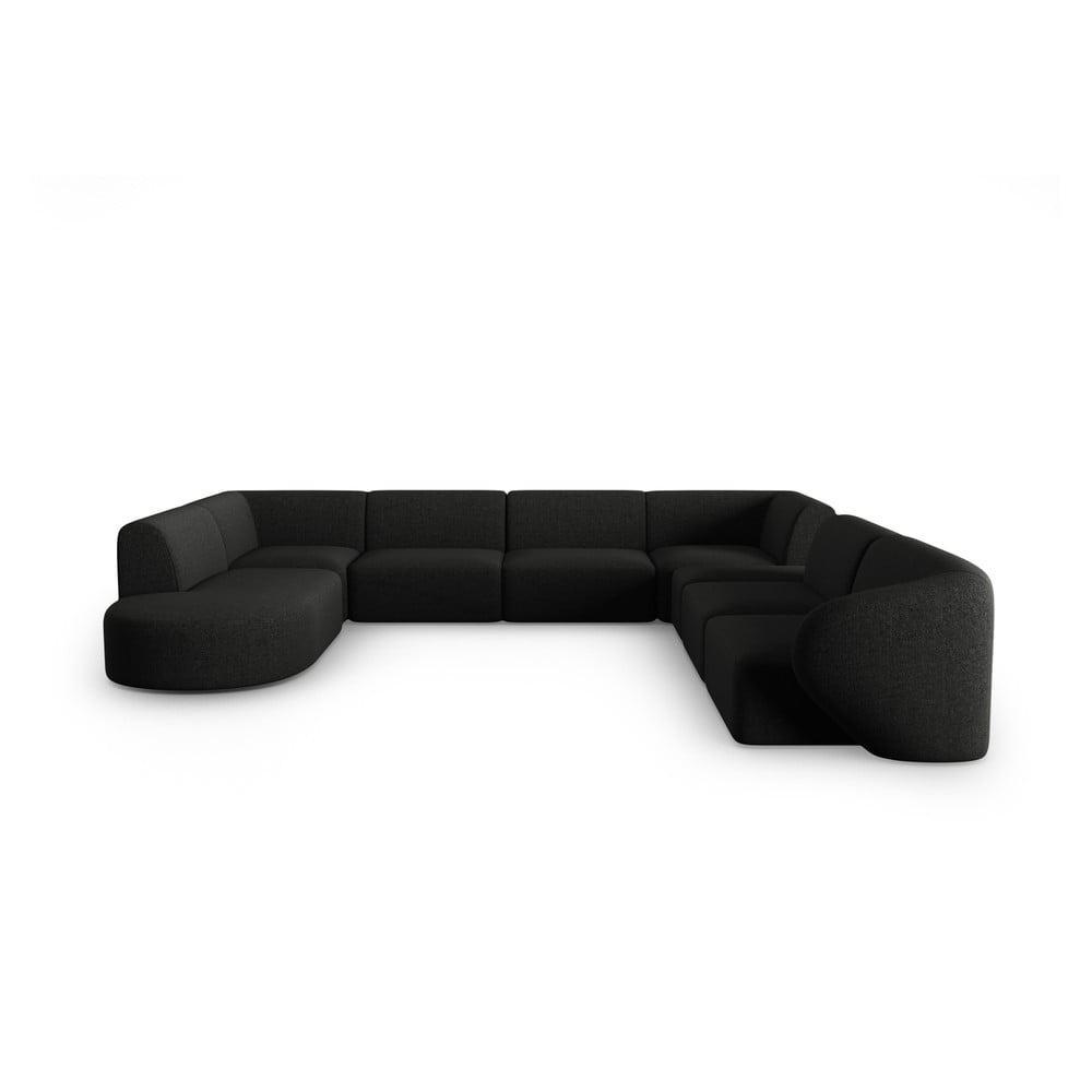 Fekete zsenília sarokkanapé (jobb oldali-U alakú) Paolo – Milo Casa