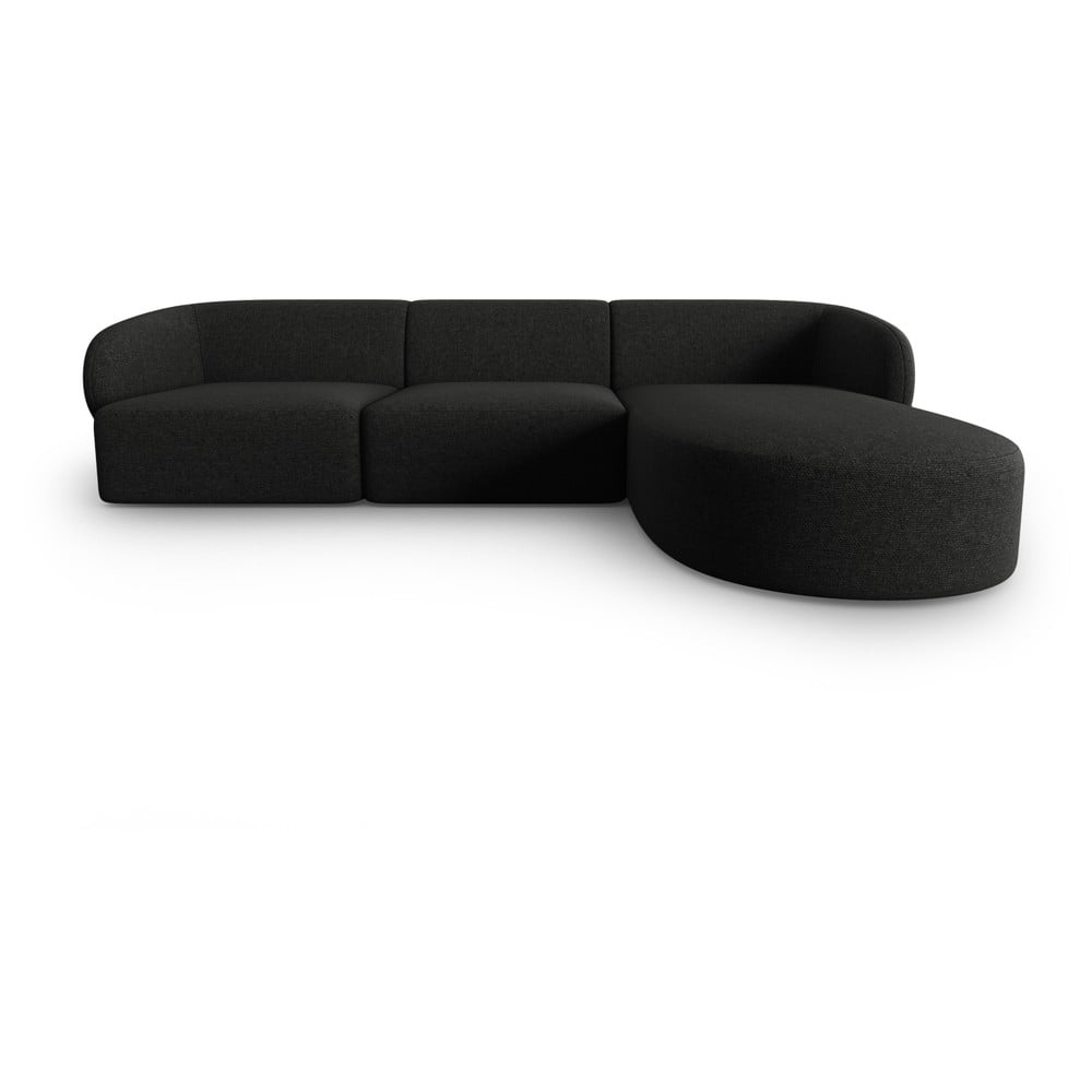 Fekete zsenília sarokkanapé (jobb oldali-heverő résszel) Paolo – Milo Casa