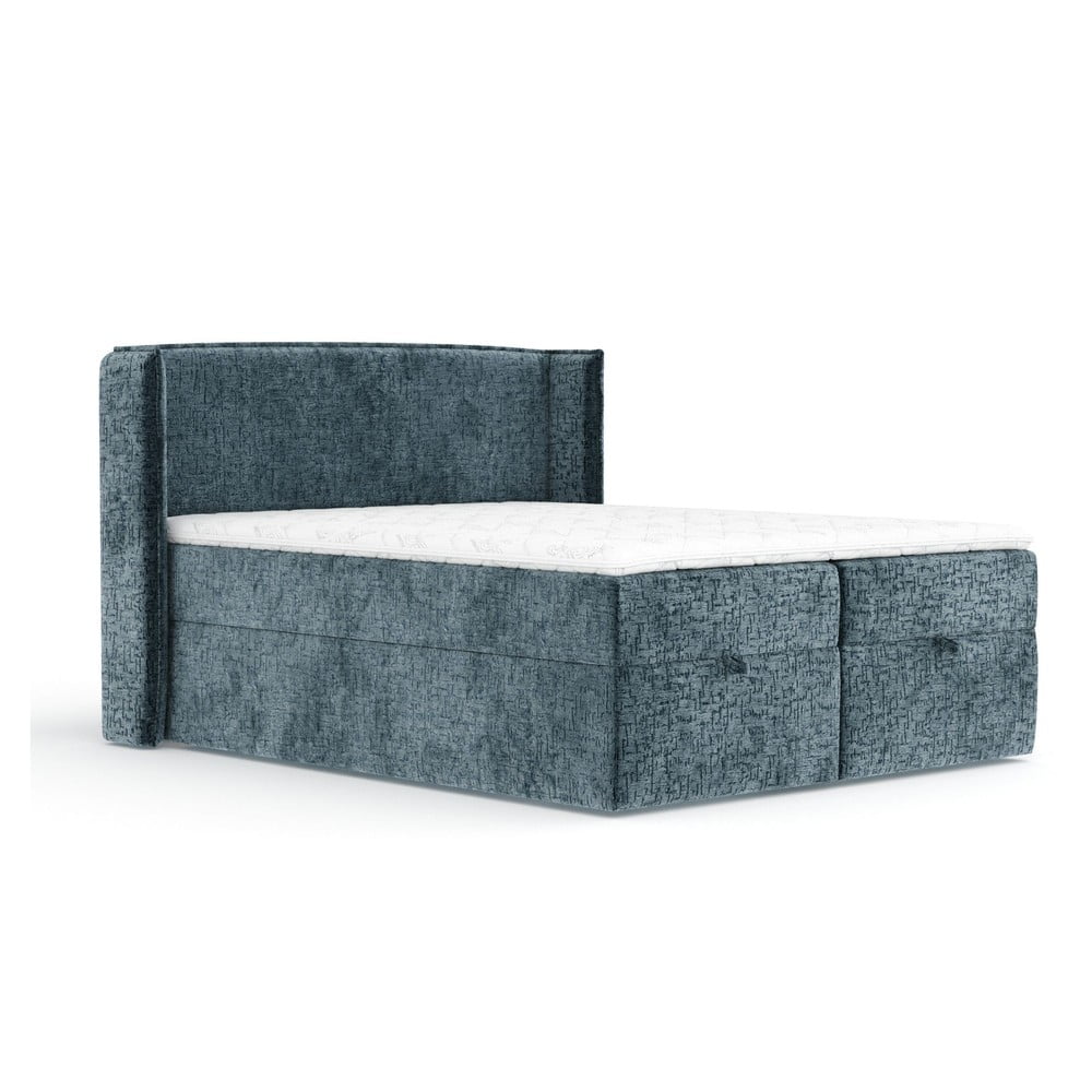 Kék ágyneműtartós boxspring ágy 180x200 cm Passion – Maison de Rêve