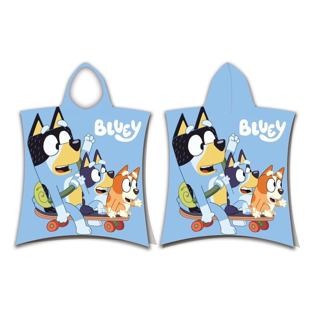 Kék pamut gyerek fürdőponcsó 3-8 év Bluey Skate – Jerry Fabrics