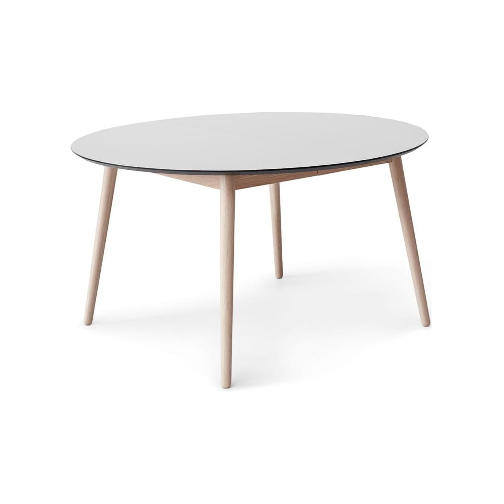 Kerek bővíthető étkezőasztal fehér asztallappal és hosszabbító asztallappal ø 135 cm Meza – Hammel Furniture