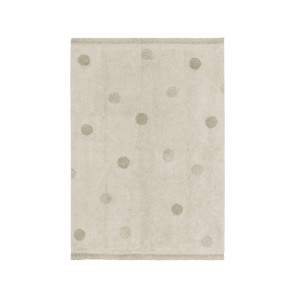 Khaki-krémszínű mosható kézi szövésű pamut gyerek szőnyeg 120x160 cm Hippy Dots Olive – Lorena Canals
