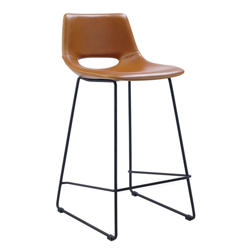 Konyakbarna bőrutánzat bárszék (ülésmagasság 65 cm) Zahara – Kave Home