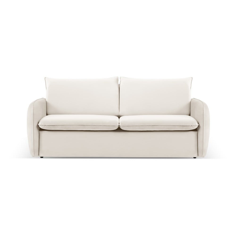 Krémszínű bársony kinyitható kanapé 214 cm Vienna – Cosmopolitan Design