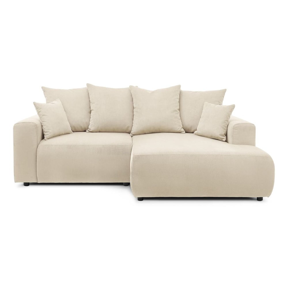 Krémszínű bársony sarokkanapé Enjoy – Bobochic Paris