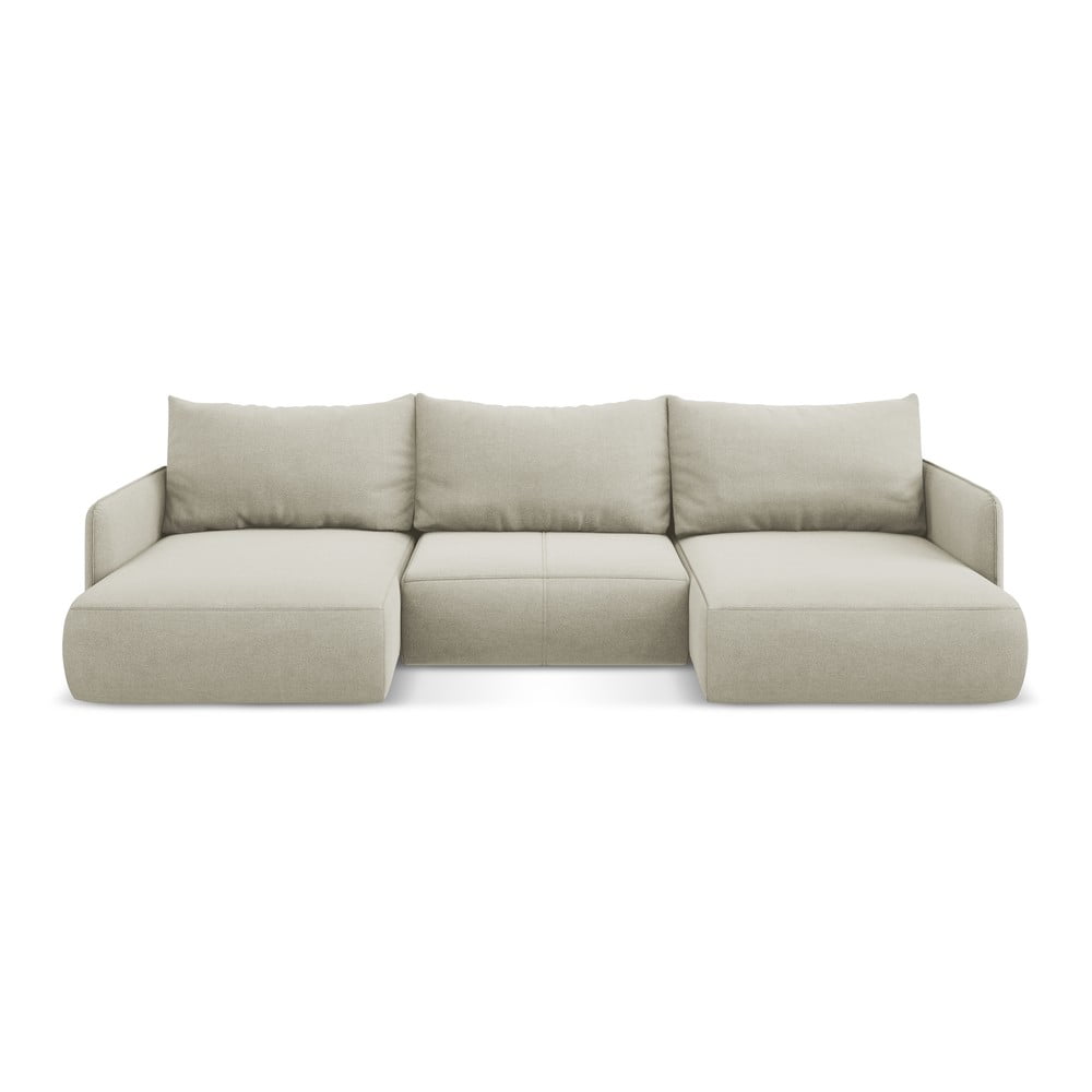 Krémszínű kinyitható-tárolóhelyes sarokkanapé Nanea – Makamii