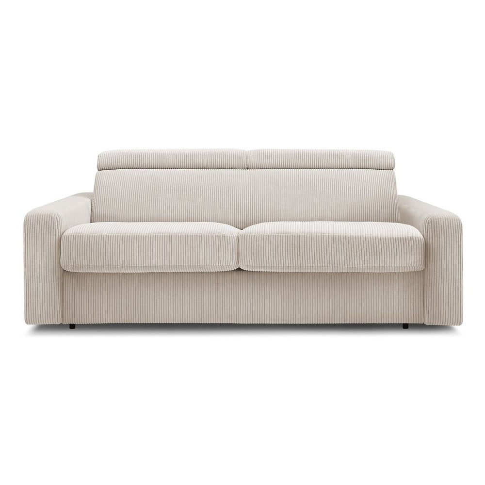 Krémszínű kordbársony kinyitható kanapé 215 cm Monaco – Bobochic Paris
