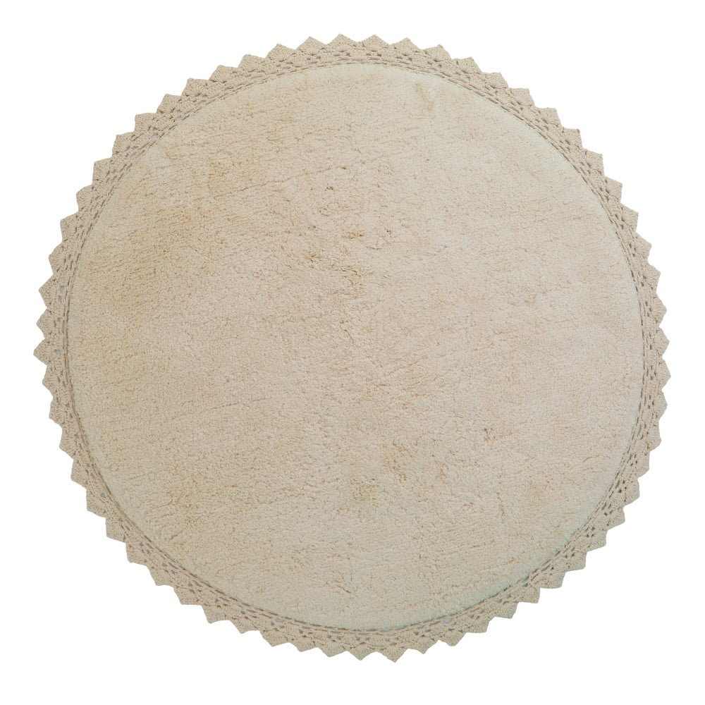 Krémszínű mosható kézi szövésű pamut kerek szőnyeg ø 110 cm Perla Sable – Nattiot