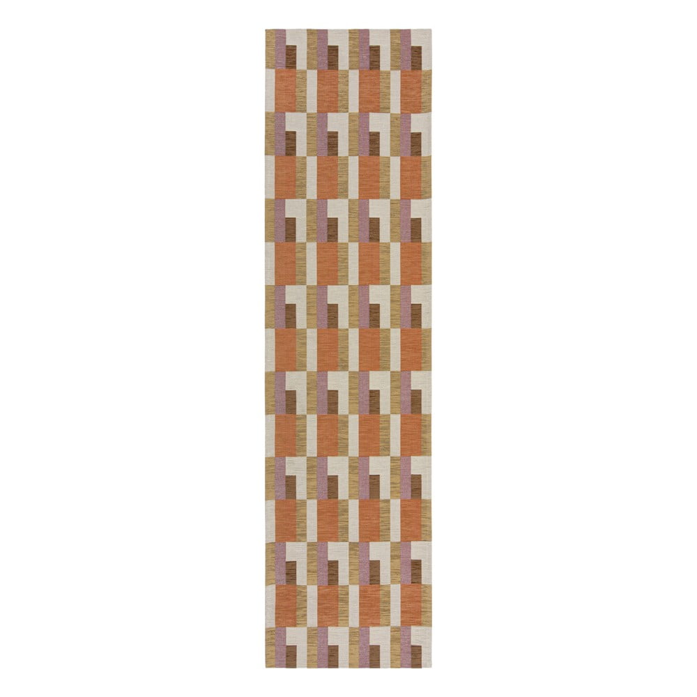 Narancssárga-natúr színű futószőnyeg 60x230 cm Riley Block Geo – Flair Rugs