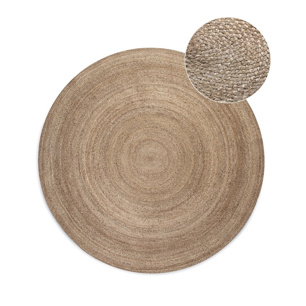 Natúr színű kétoldalas kerek juta szőnyeg ø 100 cm Braided Grey – Hanse Home