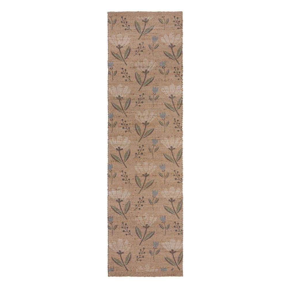 Natúr színű kézi szövésű juta keverék futószőnyeg 60x230 cm Arriana – Flair Rugs
