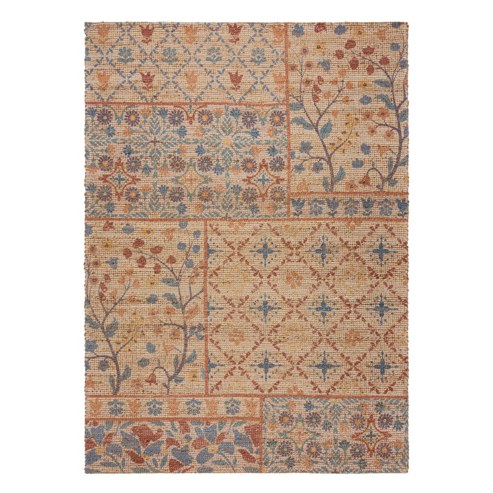 Natúr színű kézi szövésű jutakeverék szőnyeg 120x170 cm Taylor Patchwork – Flair Rugs