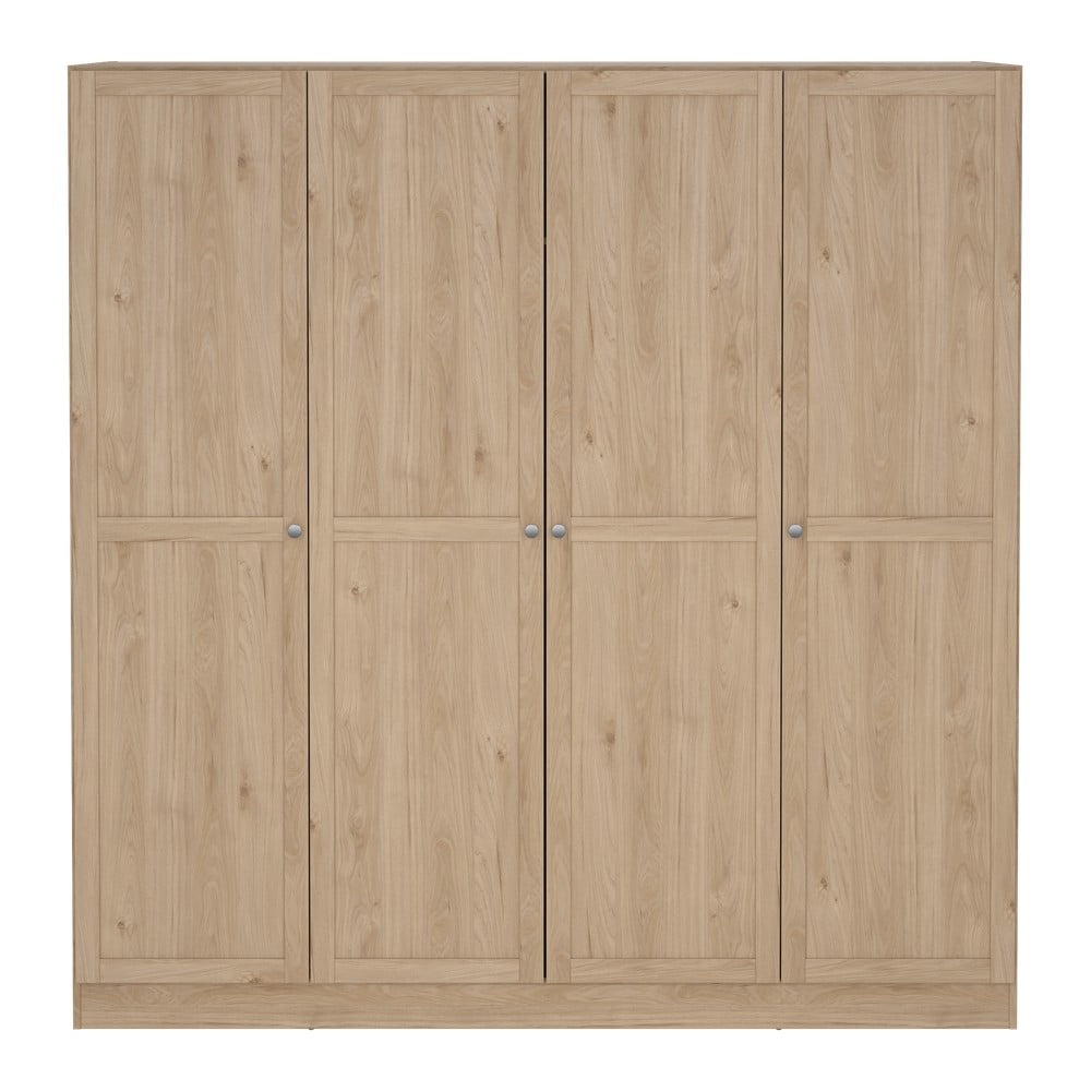 Natúr színű ruhásszekrény tölgyfa dekorral 195