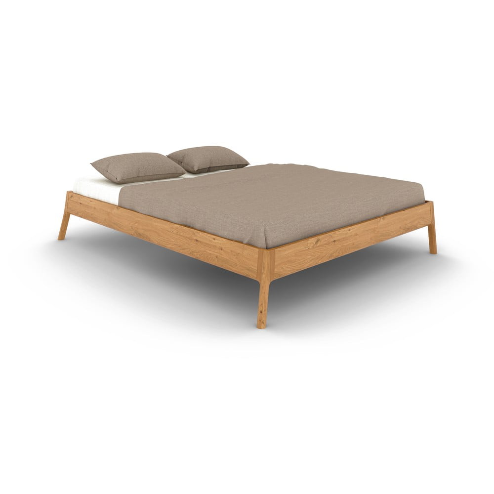 Natúr színű tölgyfa franciaágy 200x200 cm Twig – The Beds