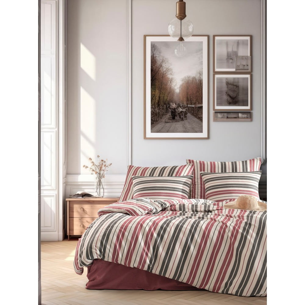 Piros-szürke kétszemélyes ágyneműhuzat 200x200 cm Monaco – Mijolnir