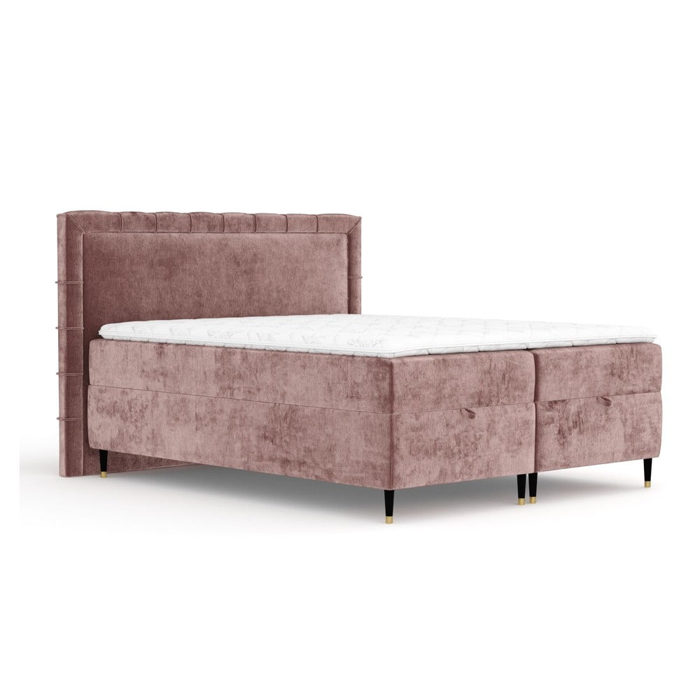Rózsaszín ágyneműtartós boxspring ágy 180x200 cm Voyage – Maison de Rêve