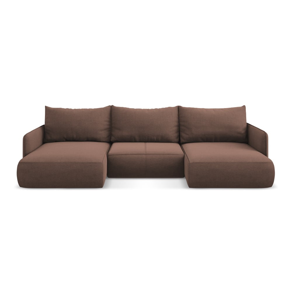 Rózsaszín kinyitható-tárolóhelyes sarokkanapé Nanea – Makamii