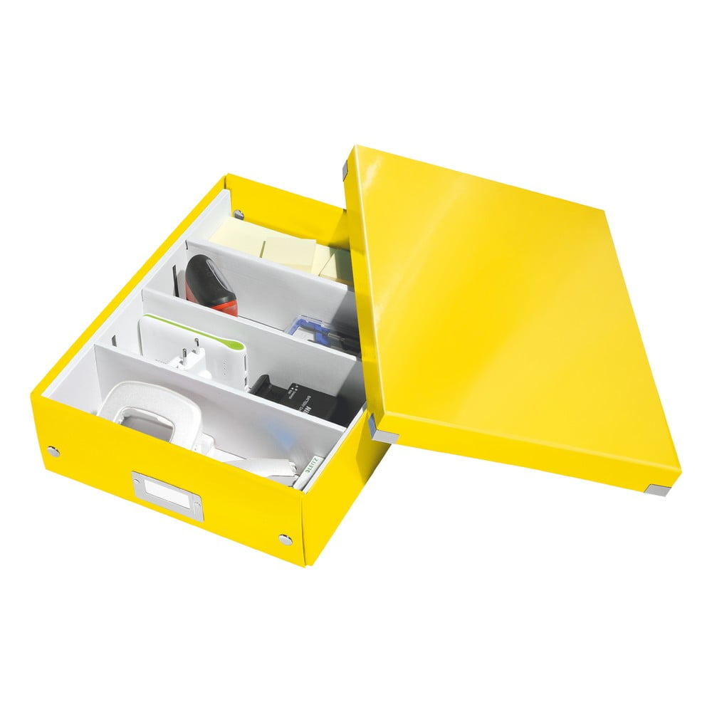Sárga fedeles karton tárolódoboz 28x37x10 cm Click&Store – Leitz