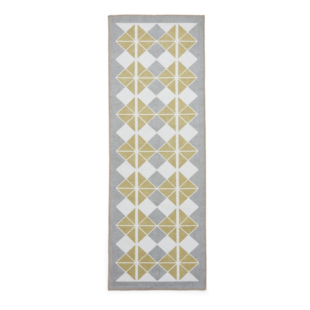 Sárga-szürke mosható futószőnyeg 76x230 cm Victoria Yellow – Think Rugs